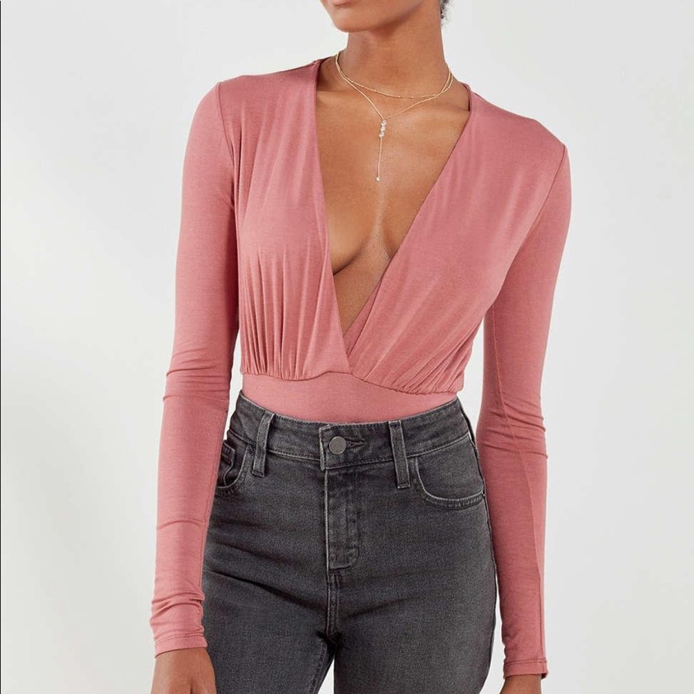 Urban Outfitters | Long sleeve pink bodysuit